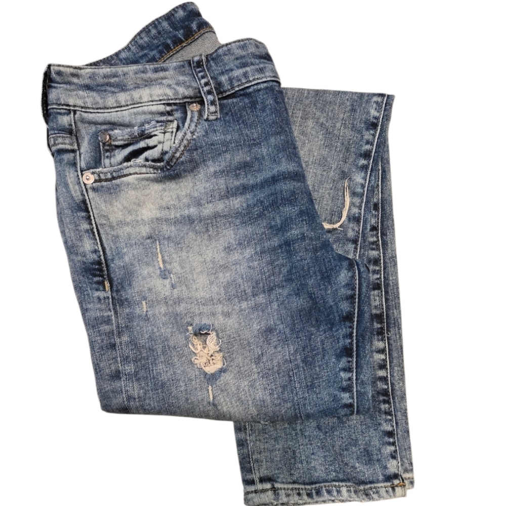 Denim & Supply Ralph Lauren Distressed Skinny Jeans Blue Womens Size 27/32 Y2K - Picture 5 of 14